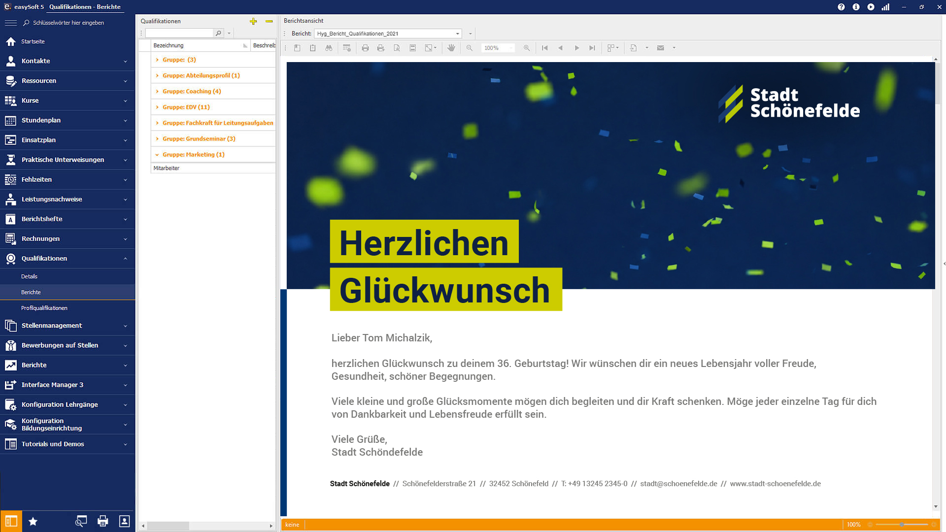 Screenshot einer automatisch versendeten Geburtstagsmail